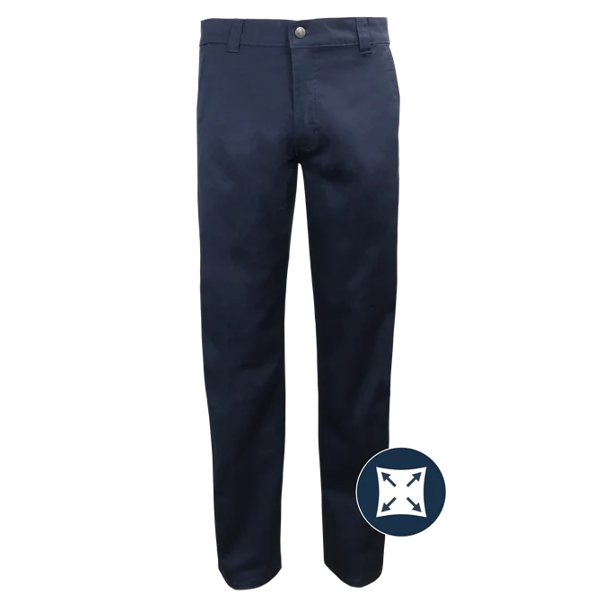 Pantalon taille basse en polycoton extensible